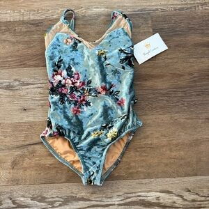 Royal Couture flower bomb velvet leotard New S